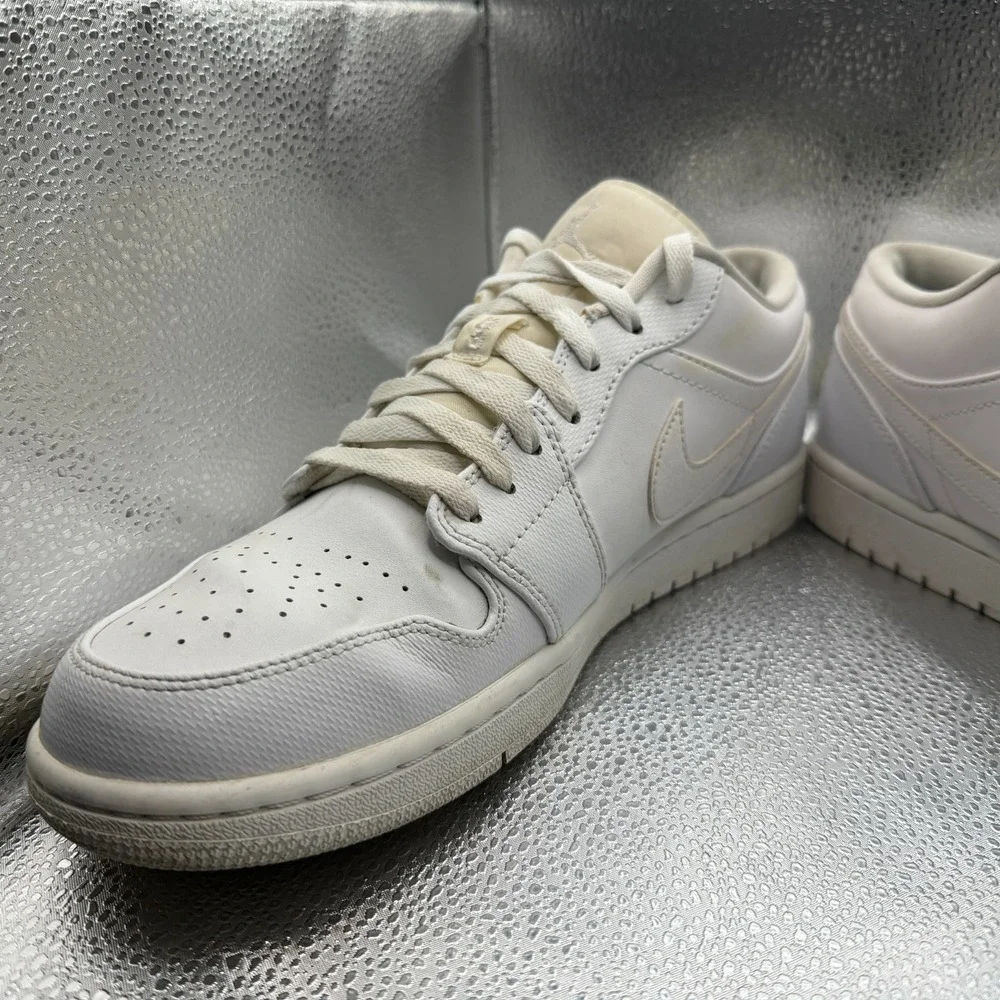 Size 11.5 Air Jordan 1 Retro Low Triple White Mens Sneaker Shoes 553558-102‎